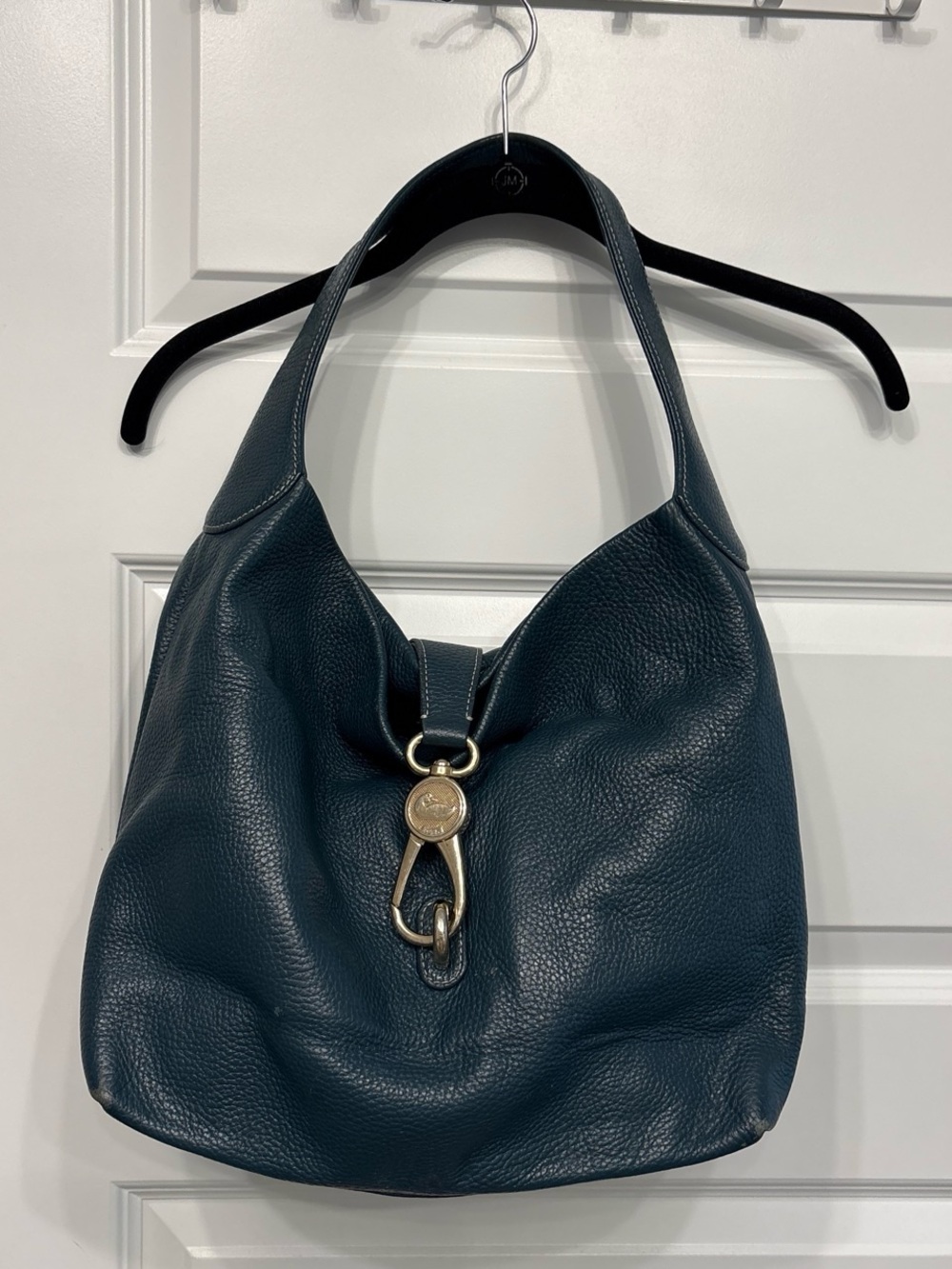 Dooney & Bourke Logo Lock Sac Teal Pebbled Leather Hobo